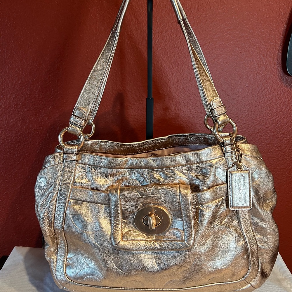 Coach Metallic Rose Gold Shoulder Bag